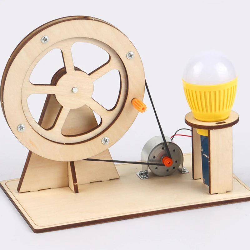 Wooden Hand-Crank Generator Educational Toy – DIY Pocket Power Station for Kids