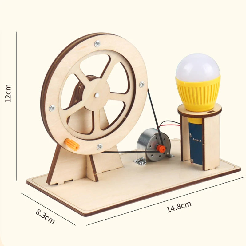 Wooden Hand-Crank Generator Educational Toy – DIY Pocket Power Station for Kids