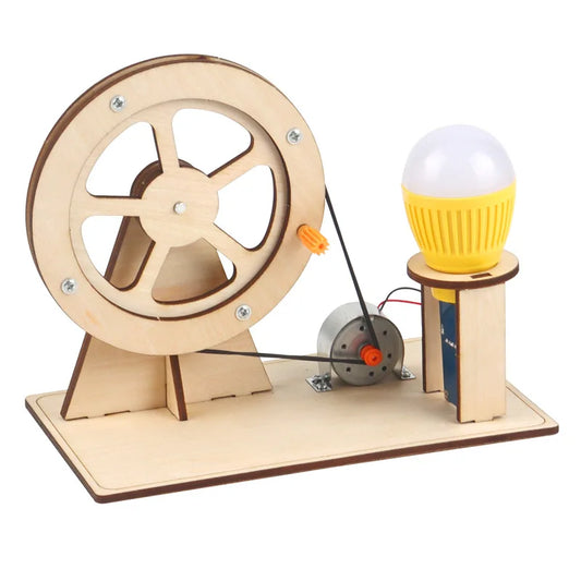 Wooden Hand-Crank Generator Educational Toy – DIY Pocket Power Station for Kids