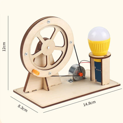 Wooden Hand-Crank Generator Educational Toy – DIY Pocket Power Station for Kids